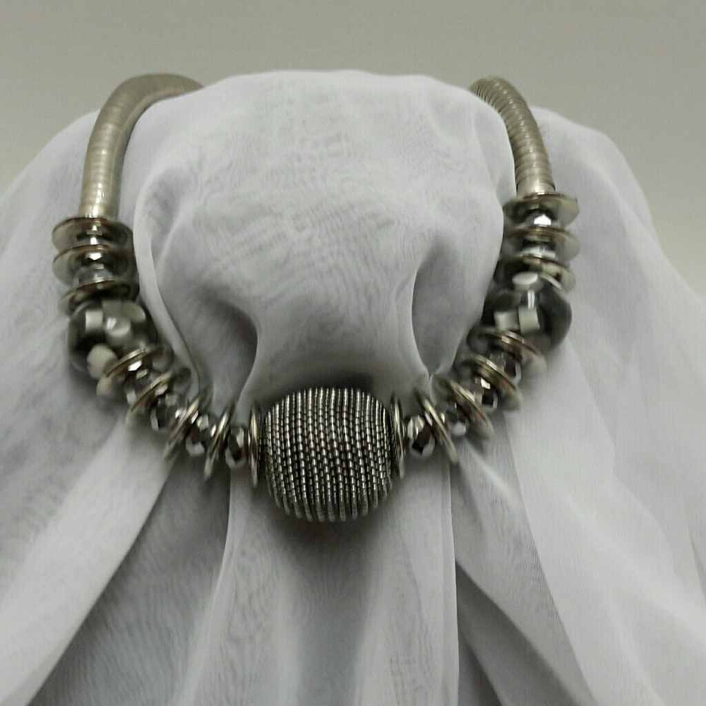 SILVER BALL CHUNKY CHOKER/NECKLACE